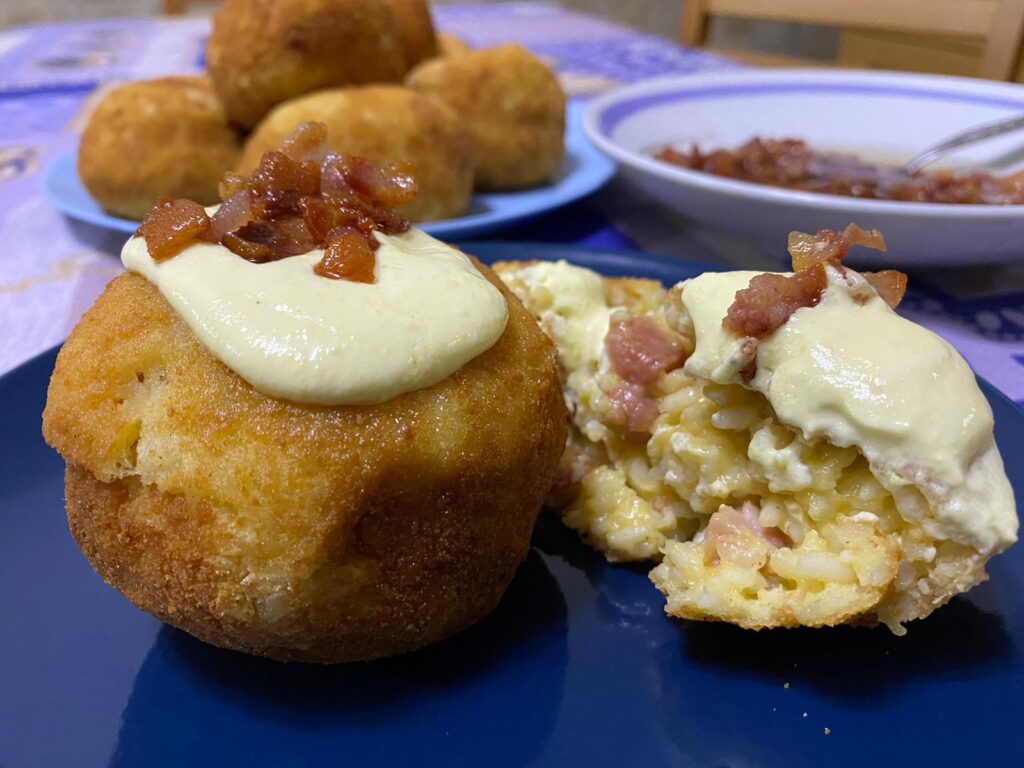 Carboarancino senza glutine con crema alla carbonara